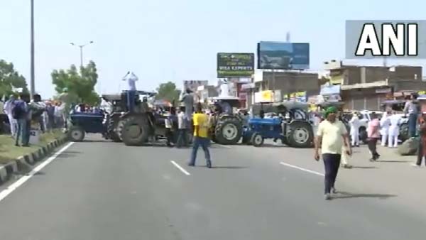 Farmers Block Delhi-Haryana Highway In Kurukshetra Demanding MSP For Sunflower Seeds