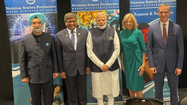 WATCH: PM Modi Interacts with First Lady Jill Biden At National Science Foundation In US