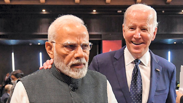 Prime Minister Narendra Modi with US President Joe Biden during the G20 Summit in Bali, Indonesia, in November last year. PTI file photo
