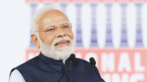 PM addressing the gathering at the inauguration of the first-ever National Training Conclave at the International Exhibition and Convention Centre