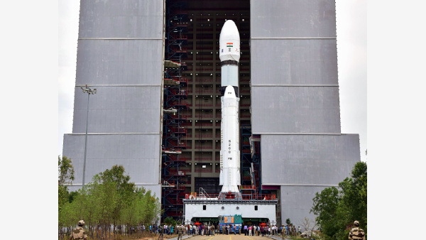 ISROs LVM3 carrying Chandrayaan-3 being moved to the launch pad ahead of its launch, at the Satish Dhawan Space Station, in Sriharikota.