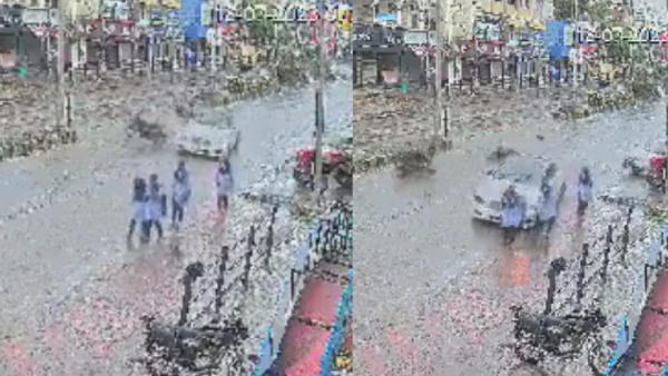 Caught On Camera: Speeding Car Runs Over 3 After Biker Takes Sudden U-Turn In Raichur