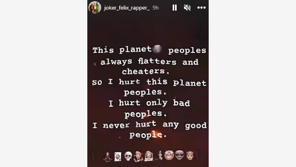 I Hurt Only Bad Peoples: Accused Joker Felix Last Instagram Status After Bengaluru Double Murder