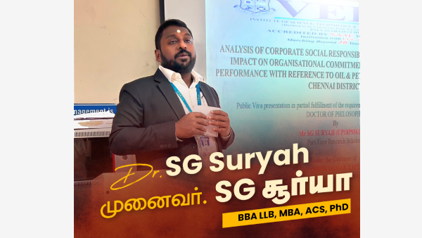 BJP Youth Leader SG Suryah gets Doctorate in Corporate Law