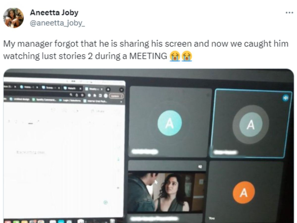 Manager Caught Watching Lust Stories 2 During Online Meet, Screenshot Goes Viral