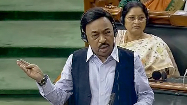 BJP MP Narayan Rane speaks in the Lok Sabha during the ongoing Monsoon session of Parliament, in New Delhi