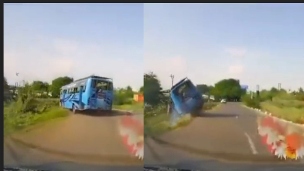 Caught On Camera: Bus Falls Into River In Madhya Pradesh