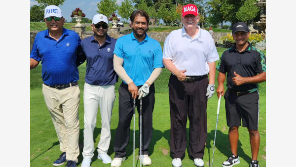 Watch: Dhoni Plays Golf With Former US President Donald Trump