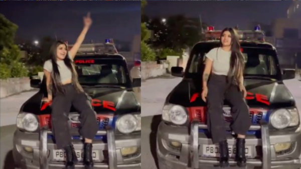 Viral: Jalandhars Insta Influencer Shows Middle Finger Sitting On Police Vehicles Bonnet, SHO Suspended