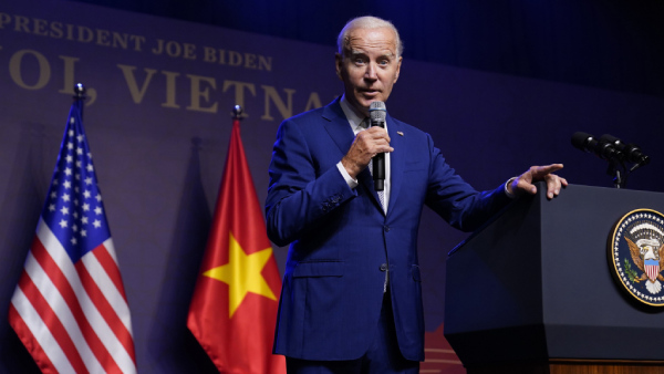 U.S. President Joe Biden addresses a press conference, in Hanoi, Vietnam