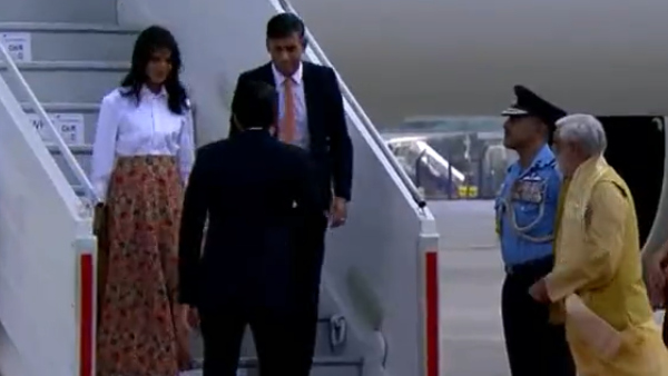 UK PM Sunak With Wife Akshata Murthy Arrives In Delhi For G20 Summit