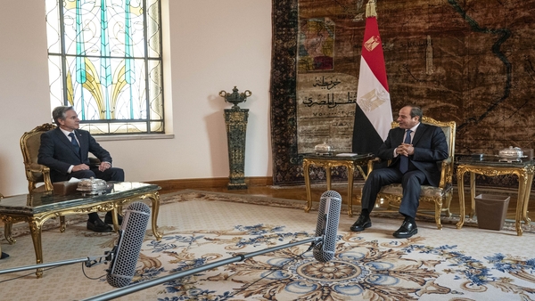 U.S. Secretary of State Antony Blinken, left, meets with Egypts President Abdel Fattah El-Sisi at Al-Ittihadiya Palace in Cairo (PTI Photo)