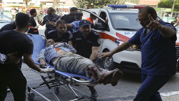 Palestinians wounded in Israeli air strikes on Gaza Strip are brought to al-Aqsa hospital in Deir el-Balah City (PTI Photo)