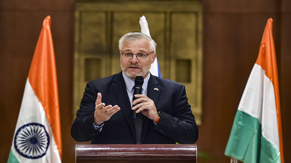 Israels Ambassador Naor Gilon addresses the media in New Delhi (PTI Photo)