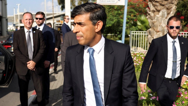 British PM Rishi Sunak arrives in Tel Aviv, Israel