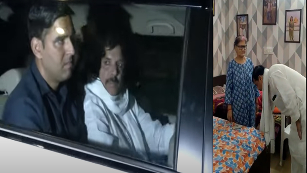 AAP Leader Sanjay Singh Being Taken Away By ED After Arrest (Left), Seeking His Mothers Blessings (Right)