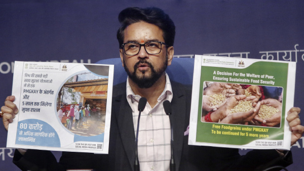 Union Minister for Information and Broadcasting Anurag Thakur briefs the media on cabinet decisions, in New Delhi