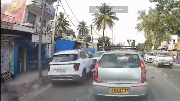 Accident On Cam: SUV Hits 3 Bikes Near Hulimavu In Bengaluru Accident On Cam: SUV Hits 3 Bikes Near Hulimavu In Bengaluru