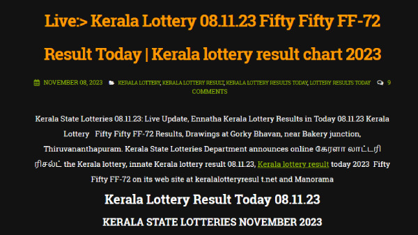 Winning Numbers Of Kerala Lottery Today (08.11.23): Check Result For Fifty Fifty (FF-72) Winning Numbers Of Kerala Lottery Today (08.11.23): Check Result For Fifty Fifty (FF-72)