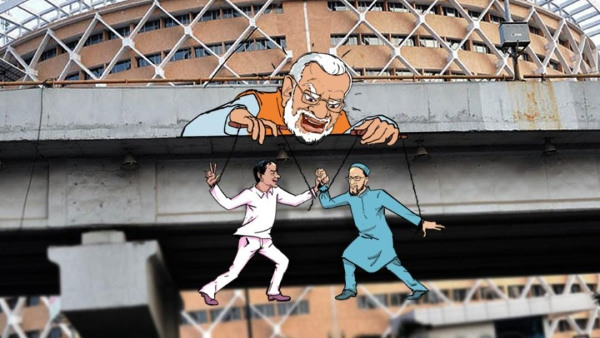 Puppet Power Play: Telangana Congress Takes On BJP, BRS, And AIMIM In Hyderabad