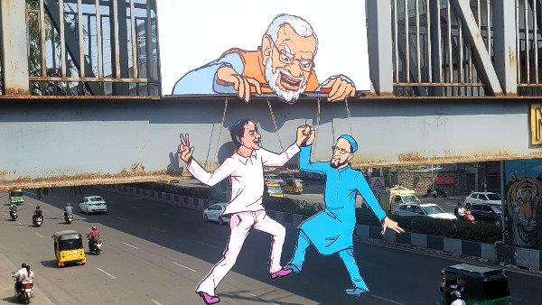Puppet Power Play: Telangana Congress Takes On BJP, BRS, And AIMIM In Hyderabad