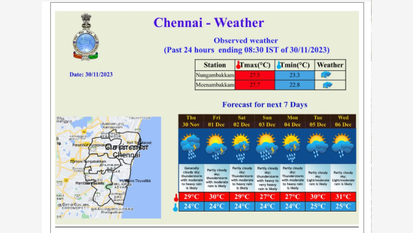 Tamil Nadu Weather Report: Chennai Rains To Continue As Cyclonic Storm Forms In Bay Of Bengal