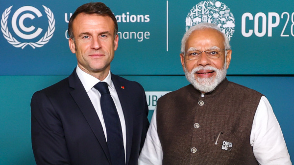 Prime Minister Narendra Modi with President of France Emmanuel Macron
