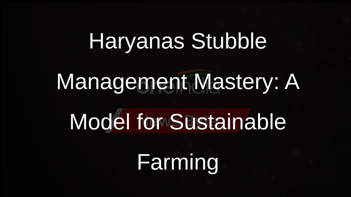 Haryanas Stubble Management Mastery: A Model for Sustainable Farming
