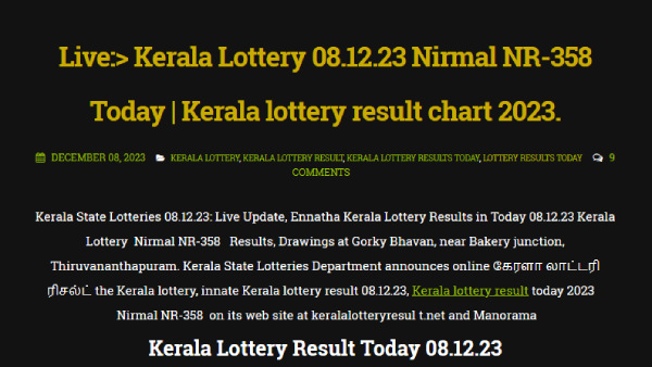 Kerala Lottery Winning Numbers: Check Results For Nirmal NR 355 For 8.12.23