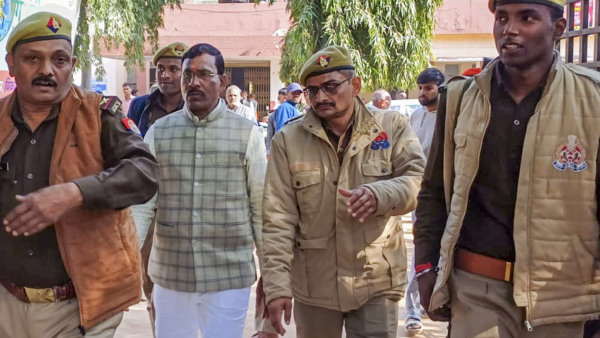 BJP MLA Ramdular Gond after his conviction for raping a girl, in Sonbhadra