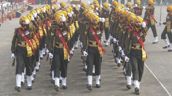 Army personnel walk in Lucknow