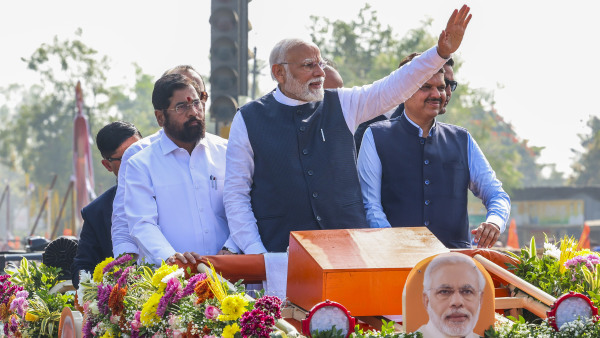 Modi Holds Roadshow In Nashik