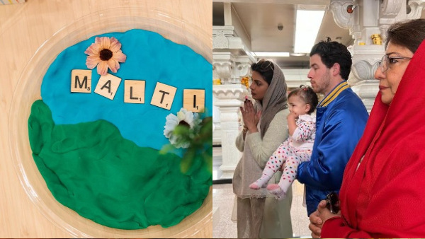 Priyanka-Nicks Temple Visit For Maltis 2nd Birthday