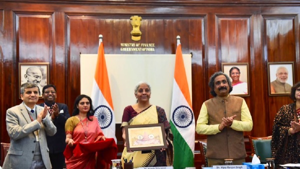 Finance Minister Nirmala Sitharaman Unveils Souvenir Coins