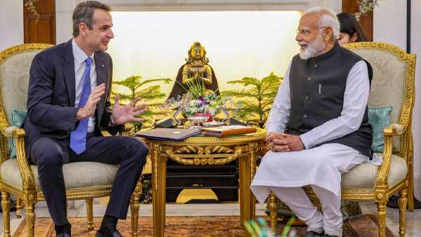 Prime Minister Narendra Modi during a bilateral meeting with Prime Minister of Greece Kyriakos Mitsotakis at the Hyderabad House, in New Delhi