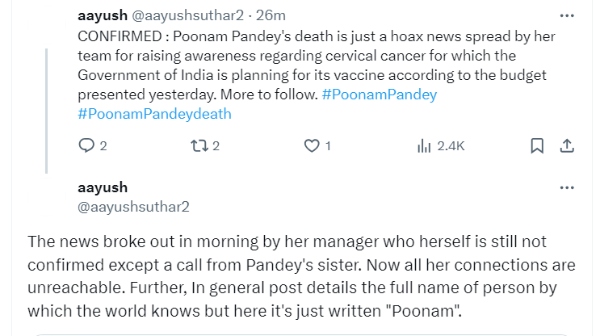 Poonam Pandeys UP House Locked, Family Unreachable:Some Reports Claim She Is Alive