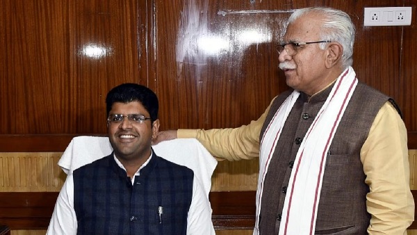 Haryana CM Manohar Lal Khttar and Deputy CM Dushyant Chautala