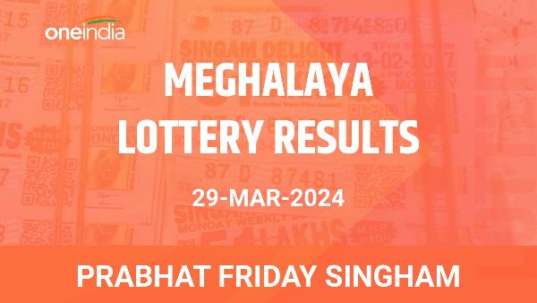 Results of the Meghalaya State Lottery Prabhat Friday Singham for March 29