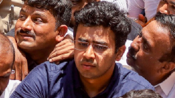 BJP MP Tejasvi Surya Heckled In Bengaluru Over Guru Raghavendra Bank Scam