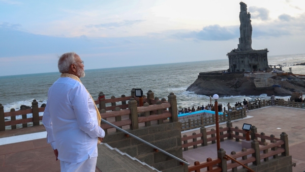 PM Modi Begins 45-Hr Dhyan At Kanyakumari Vivekananda Rock Memorial