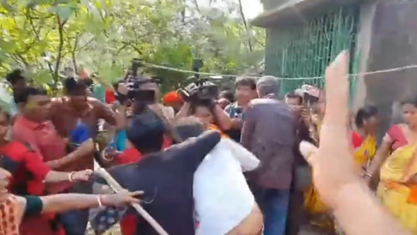Fresh Violence In Sandeshkhali BJP Women Workers Thrash TMC Leader In Viral Video Fresh Violence In Sandeshkhali BJP Women Workers Thrash TMC Leader In Viral Video