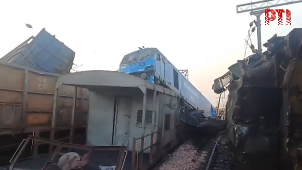 Punjab Rail Accident Goods Train Collided Near Madhopur 2 Injured