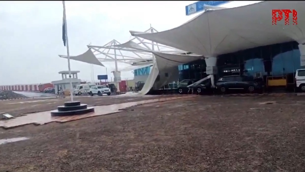WATCH Video Rajkot Airport Canopy Collapse Amid Monsoon Rains No Injuries Reported WATCH Video Rajkot Airport Canopy Collapse Amid Monsoon Rains No Injuries Reported