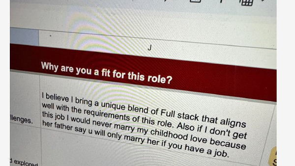 If Rejected Would Never Marry My Childhood Love Man s Job Application Goes Viral