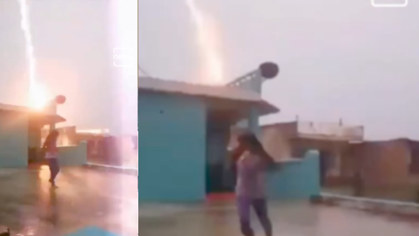 Bihar Girl s Close Shave With Lightning While Shooting Rooftop Video Goes Viral