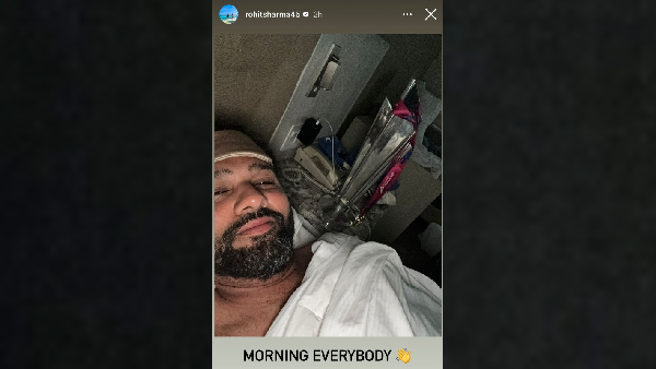 Rohit Sharma s Morning Selfie Indian Captain Wakes Up Beside T20 World Cup Trophy