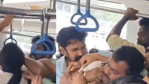 Namma Metro Incident Commuters Fight In Crowded Train