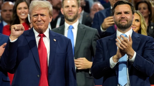 Republican presidential candidate former President Donald Trump and Republican vice presidential candidate Sen JD Vance