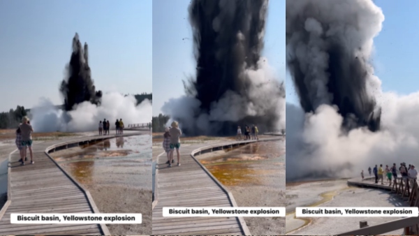 WATCH Video Terrifying Hydrothermal Explosion At Yellowstone Tourists Flee As Area Closes For Safety