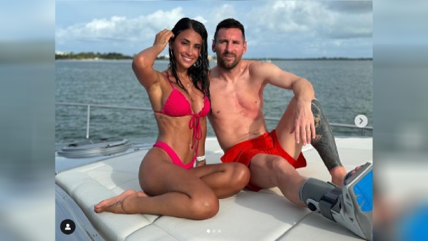 Lionel Messi and his wife